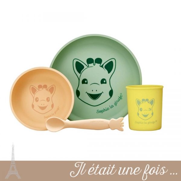 Комплект за хранене от 100% силикон Софи Жирафчето цвят Земя