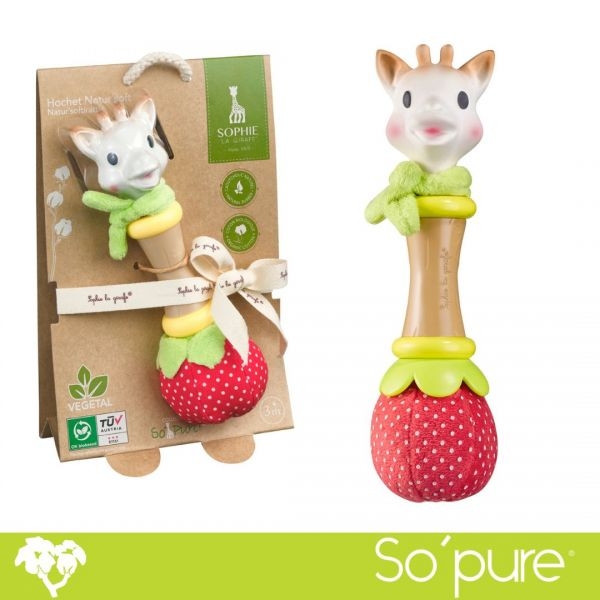 Софи Жирафчето - 2в1 Дрънкалка и гризалка от 3 естествени материала