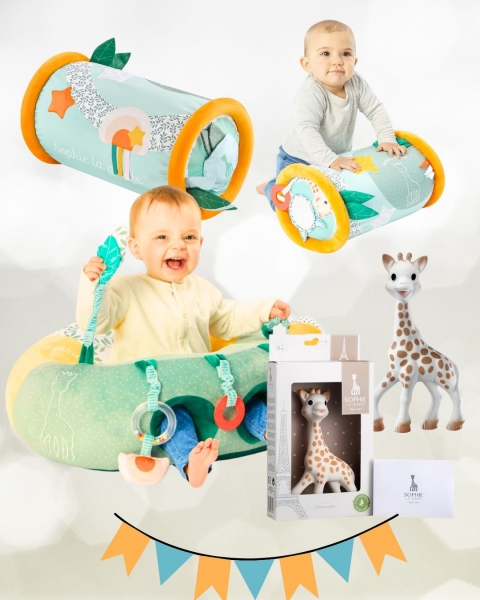 НОВО: Супер комбо за игри и развитие Софи Жирафчето + Пуф + Активна гимнастика Rollin
